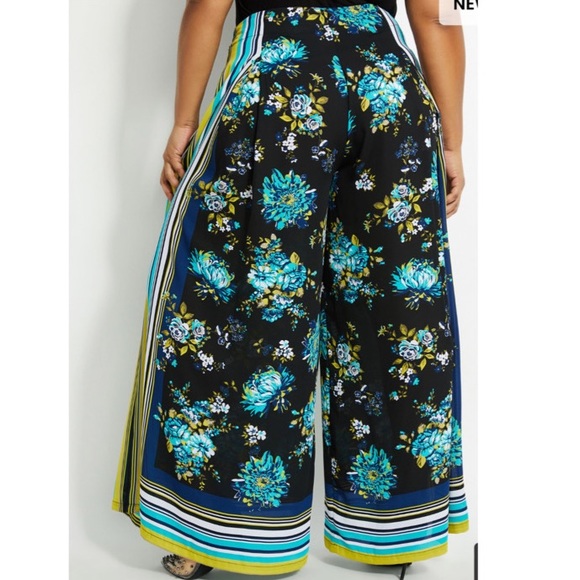 NWT Ashley Stewart Floral High Waist Palazzo Pants - Picture 2 of 7